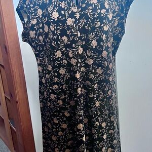 Floral Black and Camel Dress